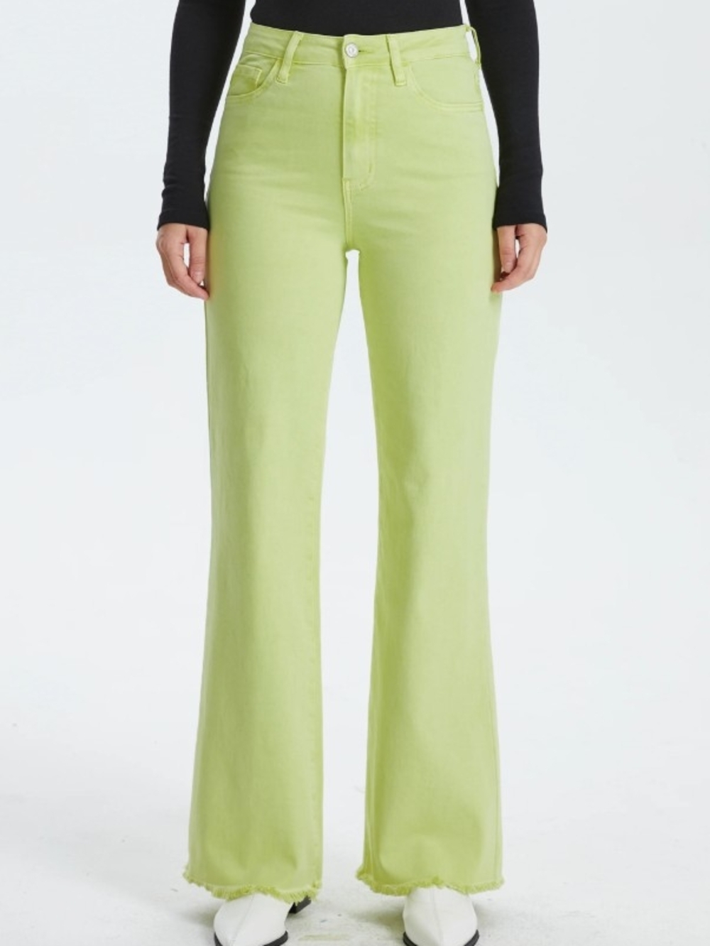 Bayeas High-Rise Flare Jeans in Pistachio Green Size 30